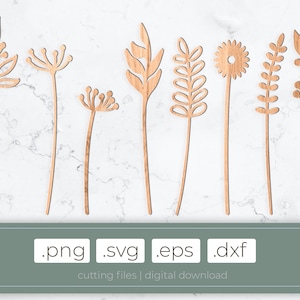 Wooden flower cutting files | flowers .svg .dxf .eps .png, lasercut files flower, leafs, diy wooden flower, stencils, cricut flowers