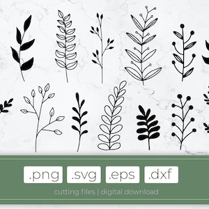 Botanisch snijvijlen | takken .svg .dxf .eps .png, lasercut botanisch, bladeren, diy, takken stencils, cricut takken, svg bundel