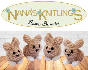 EASTER BUNNIES. Set of 2.  Knitted by Nana. Safety Stuffing.  No loose parts. 2 per set