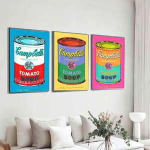 Campbell's Soup Print, Pop Art Printable Wall Art, Set of 3 Gallery Wall Posters, Warhol Wall Decoration