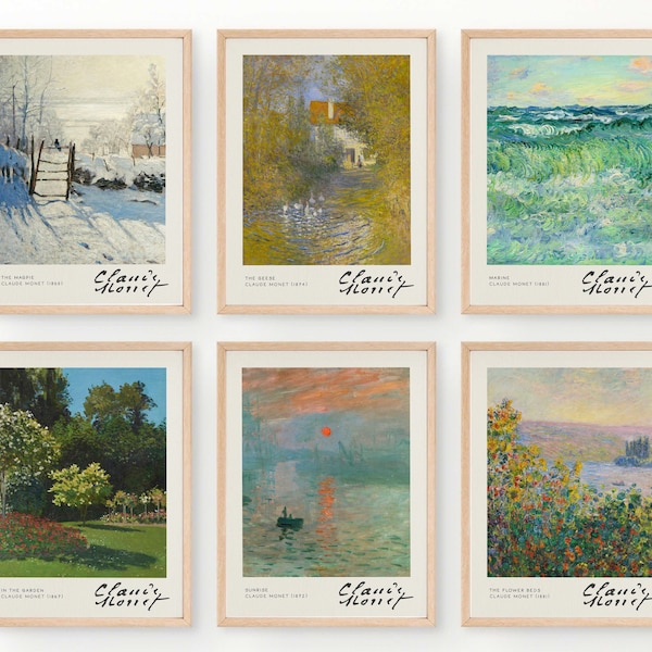 Monet Set of 13 Prints, Gallery Wall Set, Claude Monet, Printable Wall Art, Monet Exhibition Poster, Vintage Print