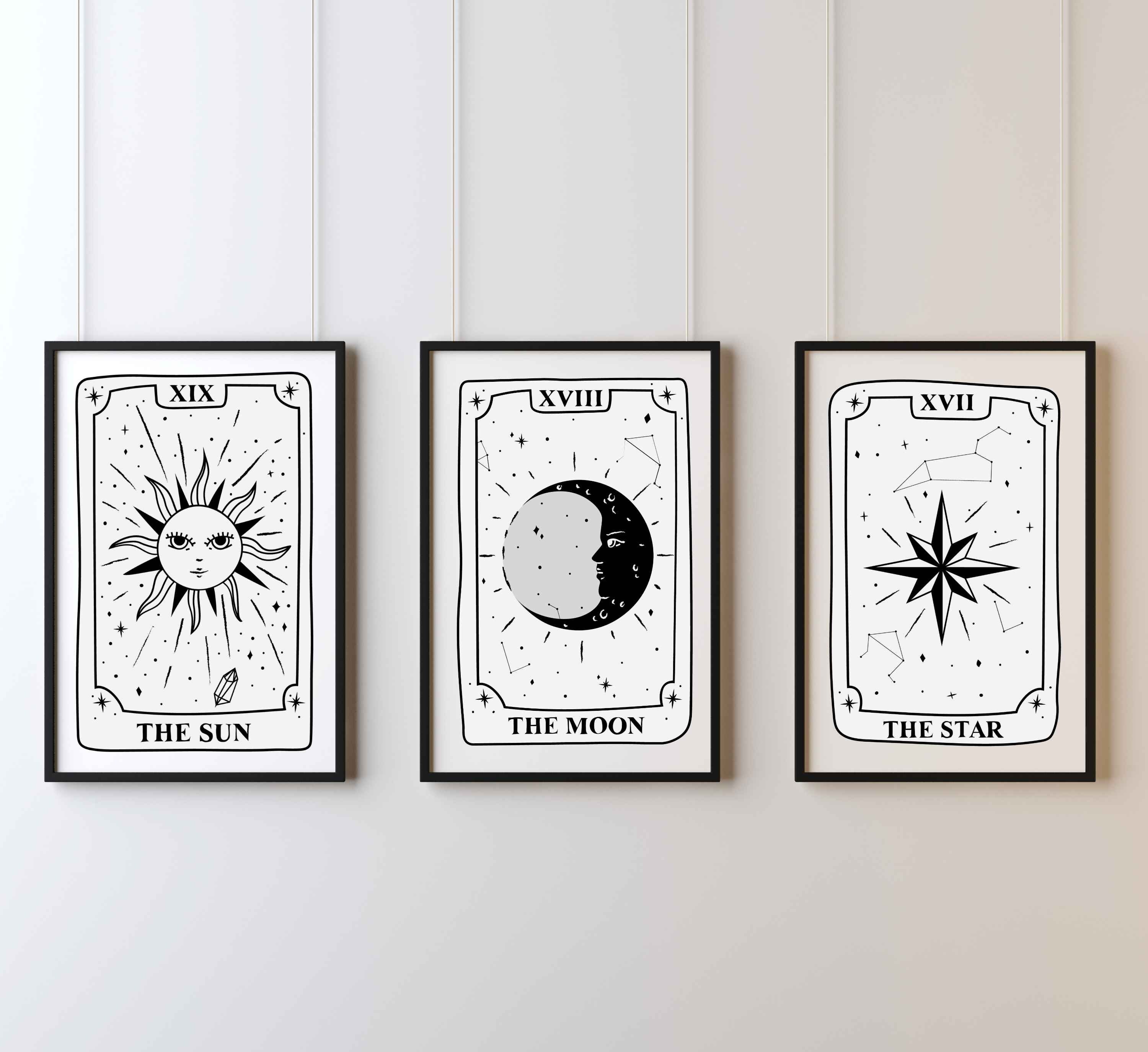 Sun Moon Star Tarot Cards Positive Wall Art Inspirational - Etsy