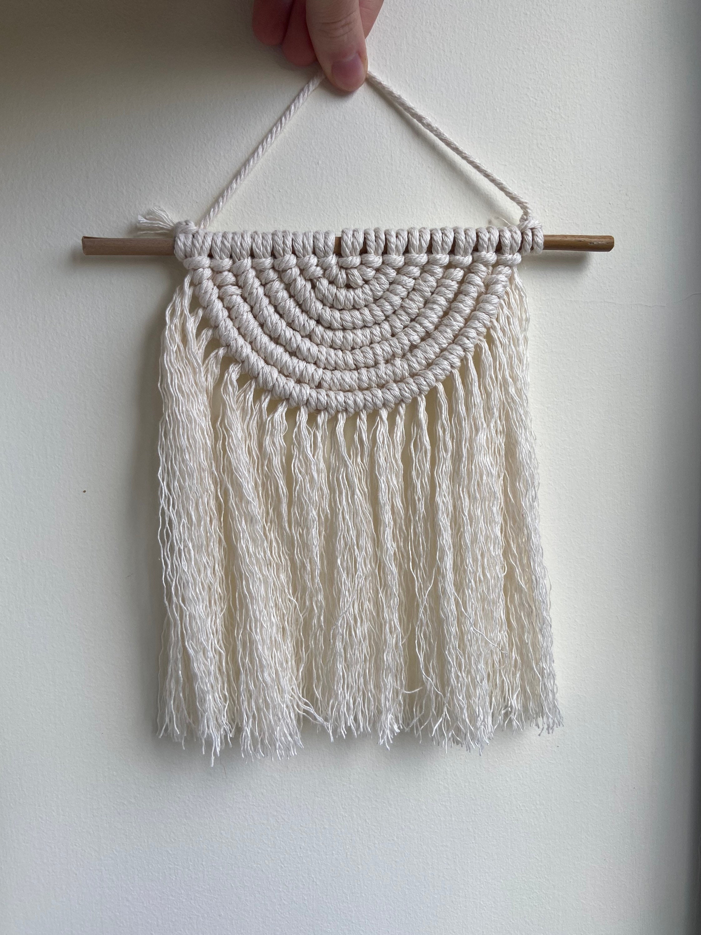 Handmade Mini SemiCircle Macrame Wall Hanging // White Half Etsy