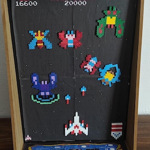 Framed Galaga Bead Art