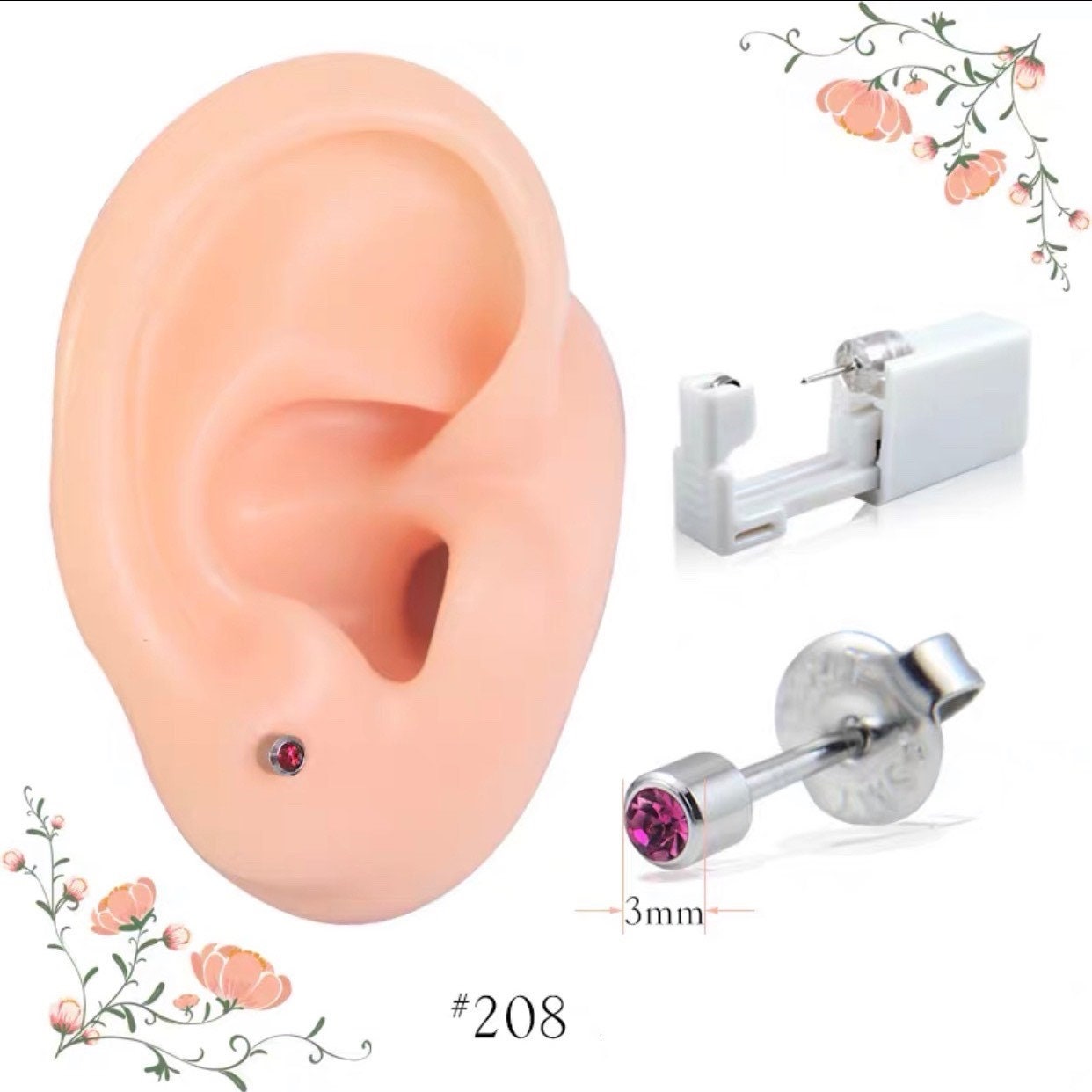 2pc mini white High Quality Disposable Sterile Ear Piercing Kit