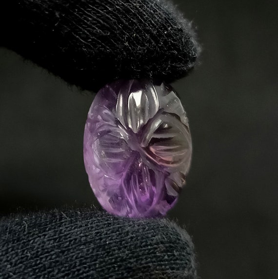 H- 806 Loose Gemstone For Making Jewelry Heart Shape Cabochon Oval Rare AAA+ One Quality Amethyst Carving Beautiful Top Grade !! Pear