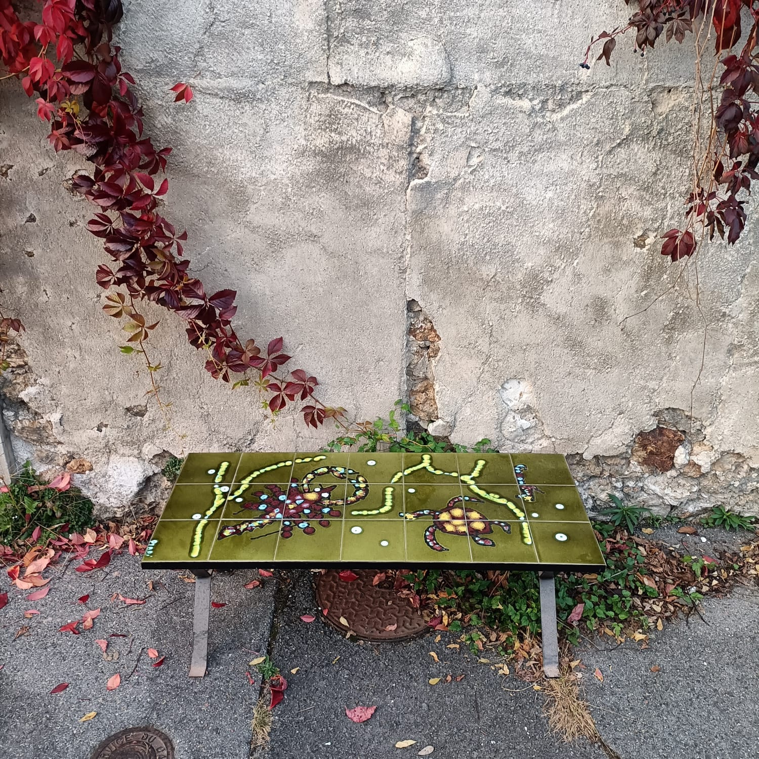 Table en Céramique Signée Adri des Années 60-70 – Authentique et Vintage par le Céramiste Belge