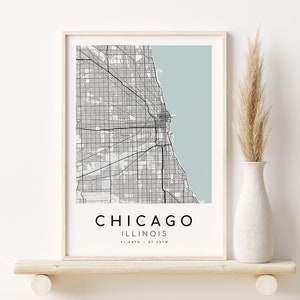 CHICAGO City Map, Illinois minimalist Home Map, custom map gift, valentines day gift, personalized map, minimalist decor, Digital Download