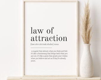 Law of attraction Definition Print, Wall Art Prints, Printable Art, Instant Download, Quote Print, Minimalist Print, funny poster