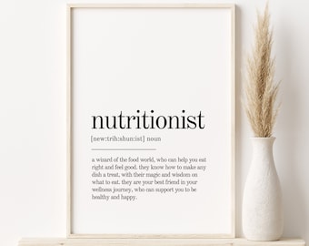 Nutritionist Definition Print, book quote print, office definition print, gifts for her, dictionary art print, Nutritionist Print Definition