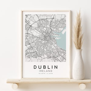 Impressão de mapa de Dublin Irlanda, arte minimalista, presentes para ela, mapa da cidade, mapas e impressões, pôster do mapa da cidade, presentes para ele, impressões digitais