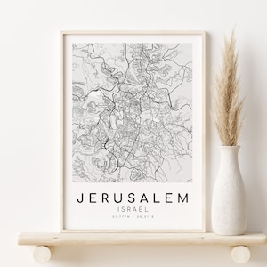 JERUSALEM Israel Karte Print, Straßenkarte Poster, Geschenke für sie, benutzerdefinierte Karte Geschenk, minimalistische Kunst, Land Straßenkarte, Instant Download