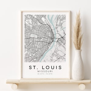ST. Mapa da cidade de LOUIS Missouri, impressão de mapa personalizada, novo presente de emprego, impressão de mapa moderno, presentes de mapa personalizados para ele, mapa da cidade, download digital