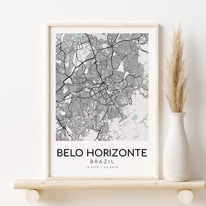 BELO HORIZONTE Brasilien Stadt Karte, personalisierte Karte Druck, neuer Job Geschenk Karte Druck, benutzerdefinierte Karte Geschenk, Geschenke für ihn, Stadt Karte, digitaler Download