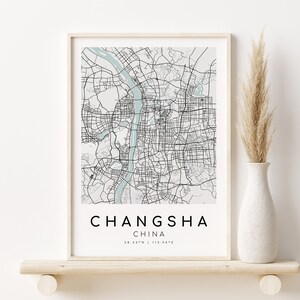 Mappa della città di CHANGSHA, arte minimalista della Cina, regalo mappa personalizzata Home Map, regalo di San Valentino, mappa personalizzata, arredamento minimalista, download digitale