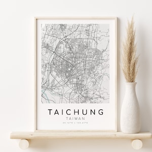 TAICHUNG Taiwan Karte Print, Geschenke für sie, Minimalist Karte Druck, Büro Druck, Wand Kunst Stadt Karte, Geschenke für Ihn, Digitaldrucke