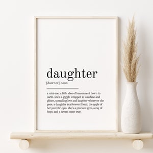 Daughter Definition Print, Wall Art Prints, Digital Download, Quote Minimalist Modern Print Art, personalized gift, Daughter Printable Art