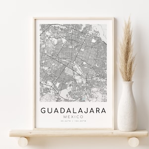 GUADALAJARA Stadt Karte, minimalistischen Stil, Mexiko Karte Druck, Stadt Karte Poster, moderne Karte Druck, Hochzeitsgeschenk, Geschenke für Ihn, Instant Download
