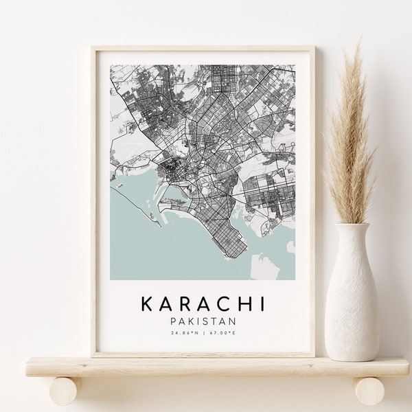 KARACHI Pakistan City Map, Wedding Gift, gifts for him, Gift Map, Map print, Map Poster, Minimalist Map Art, gifts for her, Instant Download