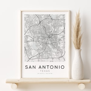 SAN ANTONIO Texas TX Map Print, Usa City Map Poster, einzigartige Geschenkidee, individuelle Stadtkarten, minimalistische Kunst, Design Download, Digital Download