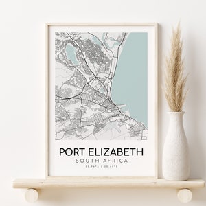 PORT ELIZABETH Stadt Karte, Südafrika, personalisierte Karte Druck, moderne Karte Druck, individuelle Karte Geschenk, Geschenke für Ihn, Stadt Karte, digitaler Download