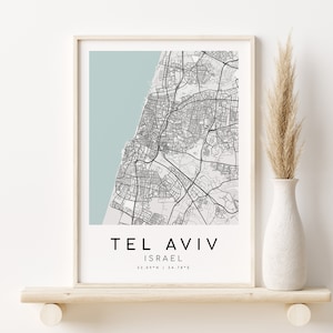 Impressão de mapa de TEL AVIV Israel, pôster de mapa da cidade, presente de aniversário, mapas de cidades personalizados, arte minimalista, download de design, download digital