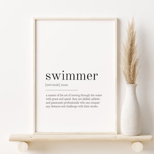 Schwimmer Definition Druck, Buch Zitat Druck, Büro Definition Druck, Geschenke für sie, Schwimmer Wörterbuch Kunstdruck, Schwimmer Druck Definition