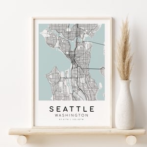 SEATTLE Washington Stadt Karte, WA USA Minimalist Map Print, City Map Poster, Modern Map Print, Hochzeitsgeschenk, Geschenke für Ihn, Instant Download