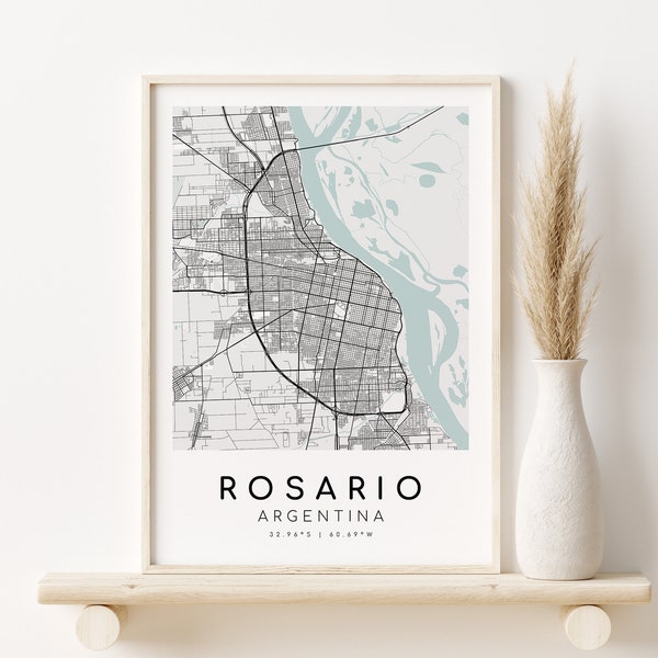 ROSARIO Argentina Map Print, minimalist art, gifts for her, City Map, maps and prints, Town map poster, gifts for him, Digital Prints