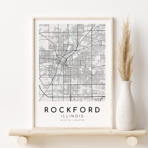 ROCKFORD Illinois City Map, IL Map Wandposter, Engagement Map Art, personalisiertes Geschenk, Map Print, bester Freundgeschenk, Instant Download
