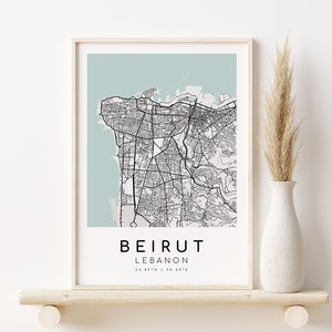 BEIRUT City Map, minimalist art, Lebanon Home Map, custom map gift valentines day gift, personalized map, minimalist decor, Instant Download