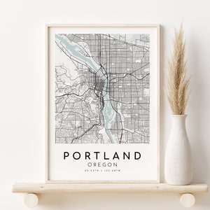 PORTLAND Oregon Map Print, cartel de mapa del país, regalos para él, Gift City Map, arte minimalista, diseño digital, regalos para ella, Descarga digital