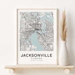 JACKSONVILLE Florida FL USA stadskaart, minimalistische kaart afdrukken, stadskaart poster, moderne kaart afdrukken, huwelijkscadeau, cadeaus voor hem, Instant Download
