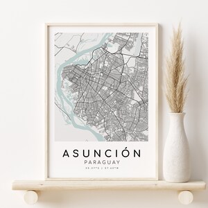 ASUNCION Stadt Karte, Paraguay Poster, Geschenke für sie, Minimalistischer Kartendruck, Bürodruck, modernes Kartenplakat, Geschenk für beste Freundin, digitaler Download