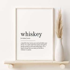 Whiskey Definition Print, Whiskey Wall Art Prints, Printable Whiskey Instant Download, Quote Print, Minimalist Print, Whiskey funny poster
