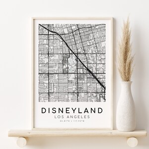 DISNEYLAND Los Angeles LA Map Print, Road Map Poster, Geschenke für sie, individuelle Karte Geschenk, minimalistische Kunst, Country Street Karte, Instant Download