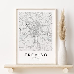 TREVISO stadsplattegrond, Italië kaart poster, betrokkenheid kaart kunst, aangepaste locaties, gepersonaliseerd cadeau, kaart afdrukken, beste vriend cadeau, Instant Download