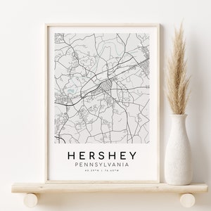 HERSHEY Pennsylvania City Map, PA USA Stadt Karte Drucke, personalisierte Geschenke Designs, minimalistische Karte Kunst, individuelles Geschenk, digitaler Download