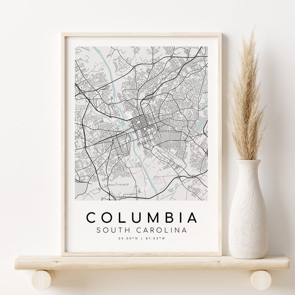 COLUMBIA City Map, South Carolina SC USA city map prints, personalized gifts Designs, Minimalist Map Art, custom map gift, Digital Download