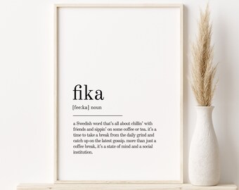 Fika Definition Print, book quote print, Fika office definition print, Wall Decor, gifts for her, dictionary art print, Print Definition