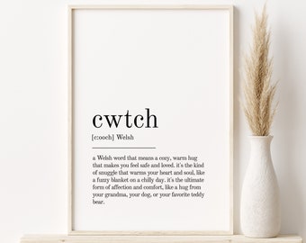Cwtch Definition Print, book quote print, office definition print, Wall Decor, gifts for her, cwtch dictionary art print, Print Definition