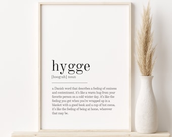 Hygge Definition Print, book quote print, office definition print, Wall Decor, gifts for her, dictionary art print, Hygge Print Definition