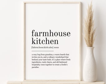 Farmhouse Kitchen Definition Print, Wall Art Prints, Printable Art, Instant Download, Quote Print, Minimalist Print, funny poster