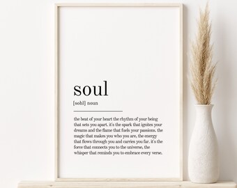 Seele Definition Print, Geschenke für ihn, Seele personalisiertes Geschenk, Seele Wand Kunst, Last Minute Geschenk, Seele sofortiger Download