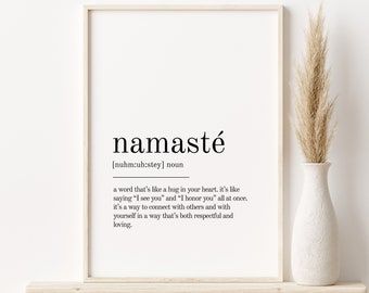 Namaste Definition Print, self love wall art, Namaste dictionary print, minimalist poster, home decor printable wall art, digital download