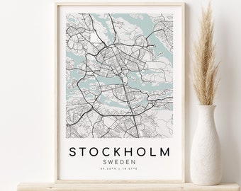 STOCKHOLM Sweden City Map, Wall Map Poster, engagement map art, Custom personalized gift, Map Print, best friend gift, Instant Download
