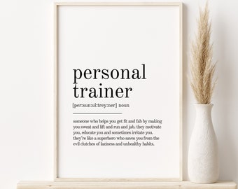 Personal Trainer Definition Print, book quote print, office definition print, gifts for her, dictionary art print, Print Definition