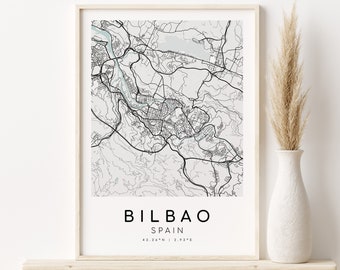 BILBAO Spain Map Print, City Map Poster, map art for home, birthday gift, custom city maps, minimalist art, design download,Digital Download