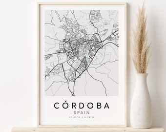 CORDOBA Spain City Map, Córdoba city map prints, personalized gifts Designs, Minimalist Town Map posters, custom map gift, Digital Download