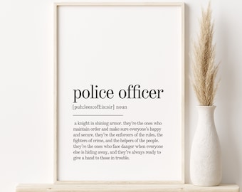 Police Officer Definition Print, gifts for him, personalized gift, Police Officer Wall Art Prints, last minute gift, instant download